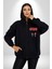 Sevgili Balon Aşk Salıncak Sevgililer Günü Kadın Erkek Siyah Renk Kapüşonlu Kanguru Cepli Fermuarlı Pamuklu Oversize Dijital Baskılı Hırka Sweatshirt 5