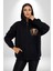Bereket Fil Hintli Tasarım Kadın Erkek Siyah Renk Kapüşonlu Kanguru Cepli Fermuarlı Pamuklu Oversize Dijital Baskılı Hırka Sweatshirt 5