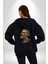 Zombi Kafası Kadın Erkek Siyah Renk Kapüşonlu Kanguru Cepli Fermuarlı Pamuklu Oversize Dijital Baskılı Hırka Sweatshirt 3