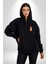 Istanbul Galata Kulesi Kadın Erkek Siyah Kapüşonlu Fermuarlı Baskılı Hırka Sweatshirt 3