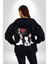 Seni Seviyorum Bulldog Kadın Erkek Siyah Renk Kapüşonlu Kanguru Cepli Fermuarlı Pamuklu Oversize Dijital Baskılı Hırka Sweatshirt 3
