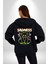 Üzüntü Üzülme Kadın Erkek Siyah Kapüşonlu Fermuarlı Baskılı Hırka Sweatshirt 2