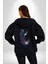 Cadılar Siyah Güller Kadın Erkek Siyah Renk Kapüşonlu Kanguru Cepli Fermuarlı Pamuklu Oversize Dijital Baskılı Hırka Sweatshirt 3