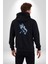 Mavi Beyaz Ateşli Kurt Kadın Erkek Siyah Renk Kapüşonlu Kanguru Cepli Fermuarlı Pamuklu Oversize Dijital Baskılı Hırka Sweatshirt 2