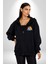 Winnie The Pooh Piglet Bal Küpü Kadın Erkek Siyah Kapüşonlu Fermuarlı Baskılı Hırka Sweatshirt 1