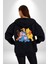 Winnie The Pooh Piglet Bal Küpü Kadın Erkek Siyah Kapüşonlu Fermuarlı Baskılı Hırka Sweatshirt 2