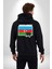 Azerbeycan Bayrak Ülke Kadın Erkek Siyah Kapüşonlu Fermuarlı Baskılı Hırka Sweatshirt 4