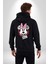 Minnie Mouse Çizgi Film Kadın Erkek Siyah Kapüşonlu Fermuarlı Baskılı Hırka Sweatshirt 2