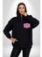 Positive Enerji Emoji Gülen Surat Kadın Erkek Siyah Kapüşonlu Fermuarlı Baskılı Hırka Sweatshirt 1