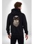 Kasket Bandana Motorcu Kedi Kadın Erkek Siyah Renk Kapüşonlu Kanguru Cepli Fermuarlı Pamuklu Oversize Dijital Baskılı Hırka Sweatshirt 2