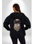Kasket Bandana Motorcu Kedi Kadın Erkek Siyah Renk Kapüşonlu Kanguru Cepli Fermuarlı Pamuklu Oversize Dijital Baskılı Hırka Sweatshirt 3