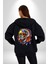 Kızıl Derili Kuru Kafa Düş Kapanı Kadın Erkek Siyah Kapüşonlu Fermuarlı Baskılı Hırka Sweatshirt 4
