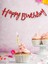 Happy Birthday Kaligrafi Banner Kırmızı 1