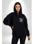 Yeşil Yol Film Kadın Erkek Siyah Kapüşonlu Fermuarlı Baskılı Hırka Sweatshirt 3