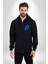 Aslan Mavi Gözlü Kadın Erkek Siyah Kapüşonlu Fermuarlı Baskılı Hırka Sweatshirt 3