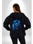 Aslan Mavi Gözlü Kadın Erkek Siyah Kapüşonlu Fermuarlı Baskılı Hırka Sweatshirt 4