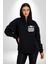 Sende Yalan Oldun Ya, Artık Tüm Doğrular Keyfine Baksın Yazılı Kadın Erkek Siyah Kapüşonlu Fermuarlı Baskılı Hırka Sweatshirt 3