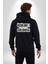 Üzülme Gülümse Yazılı Kadın Erkek Siyah Kapüşonlu Fermuarlı Baskılı Hırka Sweatshirt 2