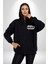 Minoş Kalbim Yine Paramparça Yazılı Kadın Erkek Siyah Kapüşonlu Fermuarlı Baskılı Hırka Sweatshirt 1