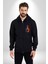 Ateşli Gitar Su ve Ateş Kadın Erkek Siyah Kapüşonlu Fermuarlı Baskılı Hırka Sweatshirt 1