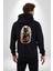 Çiçekli Siyah Kedi Etiket Kadın Erkek Siyah Renk Kapüşonlu Kanguru Cepli Fermuarlı Pamuklu Oversize Dijital Baskılı Hırka Sweatshirt 2