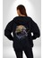 Kasket Miğfer Goril Savaşcı Kadın Erkek Siyah Renk Kapüşonlu Kanguru Cepli Fermuarlı Pamuklu Oversize Dijital Baskılı Hırka Sweatshirt 3