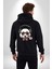 Kulaklıklı Hipster Portre Panda Kadın Erkek Siyah Renk Kapüşonlu Kanguru Cepli Fermuarlı Pamuklu Oversize Dijital Baskılı Hırka Sweatshirt 2