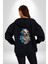 Kedi Assassin's Creed Kadın Erkek Siyah Renk Kapüşonlu Kanguru Cepli Fermuarlı Pamuklu Oversize Dijital Baskılı Hırka Sweatshirt 3