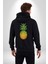 Ananas Meyve Kadın Erkek Siyah Renk Kapüşonlu Kanguru Cepli Fermuarlı Pamuklu Oversize Dijital Baskılı Hırka Sweatshirt 2