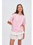 Bisiklet Yaka Basic Pembe T-Shirt 1