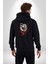 Beyaz ve Kırmızı Yılan Kadın Erkek Siyah Renk Kapüşonlu Kanguru Cepli Fermuarlı Pamuklu Oversize Dijital Baskılı Hırka Sweatshirt 2