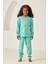 Alfabe Desen Çocuk Pijama Takımı Turkuaz 2
