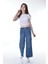 Kız Çocuk Wide Leg %100 Pamuk Kargo Model Koyu Mavi Kot PANTOLON-PNT-2039 2