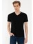 Siyah Slim Fit Basic V Yaka T-Shirt 1