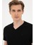 Siyah Slim Fit Basic V Yaka T-Shirt 2