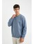 Oversize Geniş Kalıp Bisiklet Yaka Kalın Basic Düz Sweatshirt T5139AZ24AU 4
