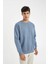 Mavi Oversize Geniş Kalıp Bisiklet Yaka Kalın Kumaş Basic Düz Sweatshirt T5139AZ24AU 3