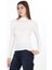 Kadın Viskon Dik Yaka Slim Fit Tişört-Beyaz 2