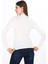 Kadın Viskon Dik Yaka Slim Fit Tişört-Beyaz 4