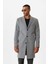 Gri Slim Fit Ceket Yaka Erkek Kaban 1
