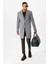 Gri Slim Fit Ceket Yaka Erkek Kaban 2