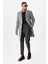 Gri Slim Fit Ceket Yaka Erkek Kaban 3