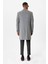 Gri Slim Fit Ceket Yaka Erkek Kaban 5