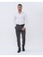 Erkek Casual Chino Pantolon Slim Fit Gri Pamuklu Desenli 4 Cep 5