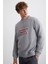 EREKLE Erkek Pamuk-Polyester Nakışlı Açık Gri Sweatshirt 3