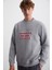 EREKLE Erkek Pamuk-Polyester Nakışlı Açık Gri Sweatshirt 4