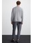 EREKLE Erkek Pamuk-Polyester Nakışlı Açık Gri Sweatshirt 5