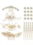 36PCS Gold Flower Leaf Bridal Wedding Hair Side Comb + U Shape, Hair Clip + Spiral Twist Hair Clip Prom Tiara Bride Bridesmaids Ladies Girls (Yurt Dışından) 1