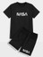 Nasa T-Shirt Şort - Siyah Alt Üst Kombin Şort Tişört Takım Baskılı Oversize Bisiklet Yaka 1