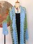 Hippybutik Kadın Püskül Detaylı Nil Yeşili ve Mavi/turkuaz Renkli Özel Tasarım El Örgüsü Hırka 3